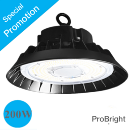 LED HIGH BAY LIGHT UFO ProBright 200w 6000K/ Daglicht Powered by Philips 150lm/w