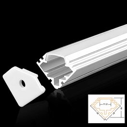 Aluminium hoekprofiel met PC afdekking 2m voor LED strip - zilver