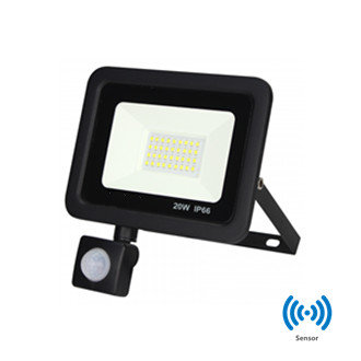 SMD LED  floodlight met sensor 20W 4000k/Neutraalwit IP66 waterdicht