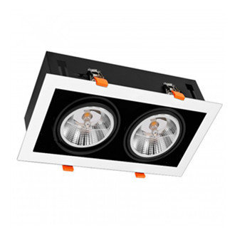 AR111 LUMINAIRE ENCASTR&Eacute; AVEC RACCORD 2xGU10 * Bord blanc