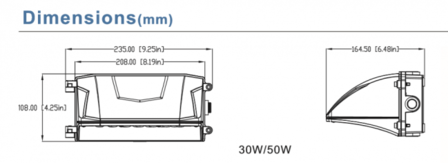 LED WALL PACK A20 30W 130&deg;x 60&deg; 5000k daglicht