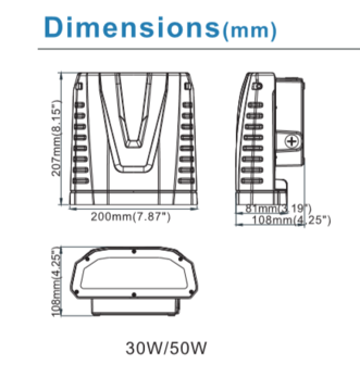 LED WALL PACK B10 30W 120&deg; 5000k daglicht