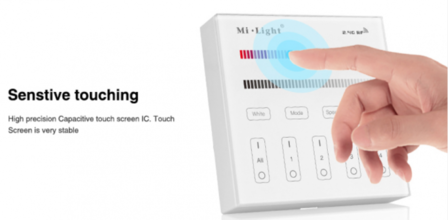 Mi Light RGB+W Touch opbouw Wandbediening, draadloze 4-zones