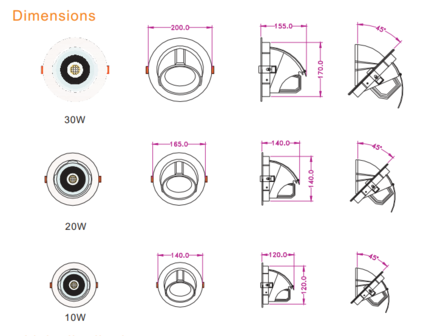 LED Downlight COB Premium kippbar 10w 3000k / Warmwei&szlig;