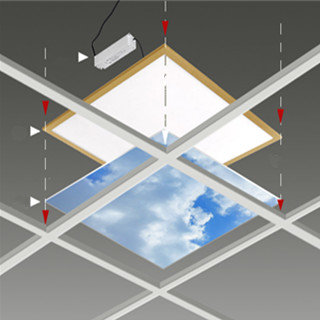 Impression photo compl&egrave;te au plafond Bos-Wolken avec 6 panneaux LED 36w sans scintillement