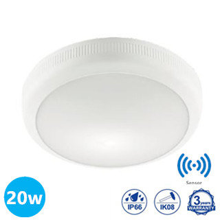 Ecolux PLAFONDLAMP 20W 30cm IP65 4000k neutraalwit met Bewegings sensor