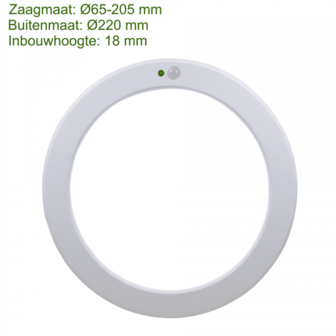 LED IN- EN OPBOUW DOWNLIGHT 3000k met SENSOR 10/15/18 WATT  &Oslash;220mm