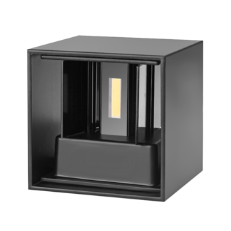 LED wandlamp CUBE 2x3W dimbaar IP65 Zwart 3000k/warmwit - Tweezijdig oplichtend