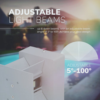 LED wandlamp CUBE 2x3W dimbaar + Sensor IP65 Zwart 3000k/warmwit -Tweezijdig oplichtend