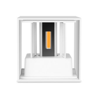LED wandlamp CUBE 2x3W dimbaar + Sensor IP65 Zwart 3000k/warmwit -Tweezijdig oplichtend