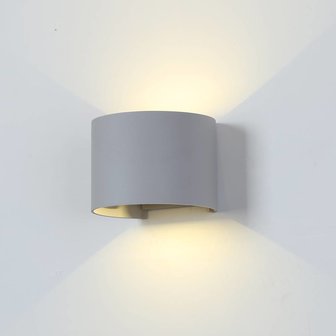 LED wandlamp Belux 2x3W dimbaar IP65 Grijs 3000k/warmwit - Tweezijdig oplichtend