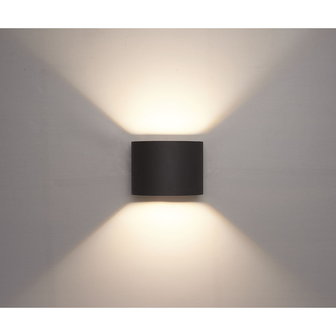 LED wandlamp Belux 2x3W dimbaar IP65 Zwart 3000k/warmwit - Tweezijdig oplichtend