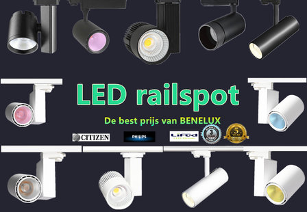 3 FASE LED RAILSPOT Prof. 30w WHITE BODY 3000k/Warmwit