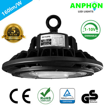 LED HIGH BAY LIGHT UFO Proflumen 150w 3000K/Warmwit *Powered by Philips &ndash; Flikkervrij