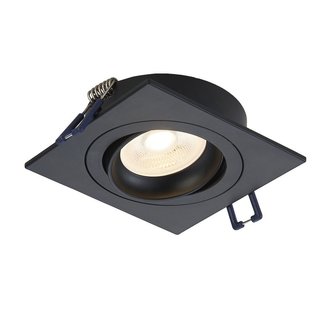 LED Spot Armatuur PASIPHAE kantelbaar Zwart IP22 Aluminium - incl. GU10 fitting - vierkant