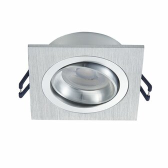 LED Spot Armatuur PASIPHAE kantelbaar Zilver IP22 Aluminium - incl. GU10 fitting &ndash; vierkant