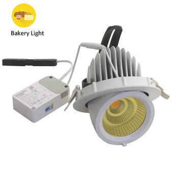 &Eacute;clairage LED pour aliments frais P&acirc;tisserie Gimbal downlight or 35w 2500k - blanc