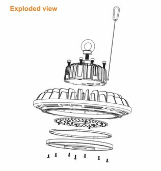 LED HIGH BAY LIGHT UFO Proshine 100W 6000k/Daylight DALI driver dimmable 160lm/w - Flicker-free