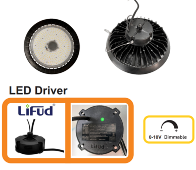 LED HIGH BAY LIGHT UFO Proshine 150W 6000k/lumi&egrave;re du jour DALI driver dimmable 160lm/w - Sans scintillement