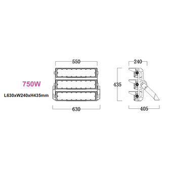 Stadium LED Schijnwerper Sharplux 750w 5000k/koelwit &ndash; Philips driver &ndash; IP66