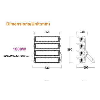 Projecteur LED Stadium Sharplux 1000w 5000k/blanc froid - driver Phillips - IP66