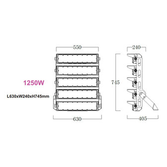 Stadium LED Schijnwerper Sharplux 1250w 5000k/koelwit &ndash; Philips driver &ndash; IP66