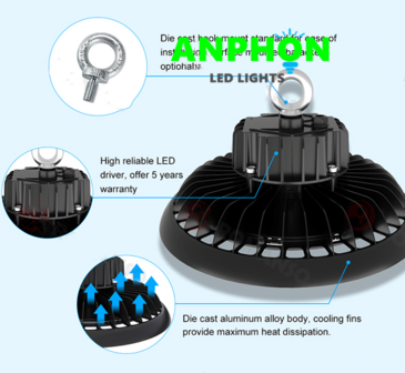 LED HIGH BAY LIGHT UFO EliteStar 100w 6000K/Daylight 150lm/w - SOSEN driver