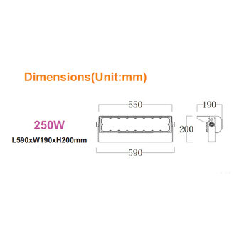 Stadium LED Schijnwerper Sharplux 250w 5000k/koelwit &ndash; Philips driver &ndash; IP66