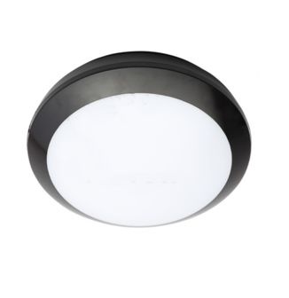 LED plafondlamp premium 16W &Oslash;300mm white switch IP66 IK10 zwarte behuizing
