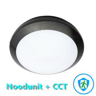 LED ceiling light premium 16W &Oslash;300mm emergency white switch IP66 IK10 Black housing