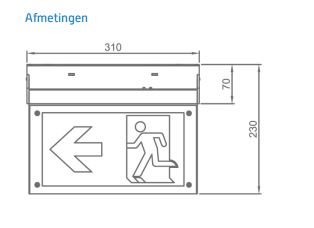 Black AT-autotest rotatable LED emergency lighting 2W surface-mounted