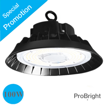 LED HIGH BAY LIGHT UFO ProBright 100w 6000K/ Daglicht Powered by Philips 150lm/w