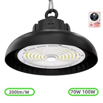 Led high bay light SharpLite Powerswitch 100W/70W 4000k/Neutraalwit &ndash; Dimbaar &ndash; PHILIPS driver