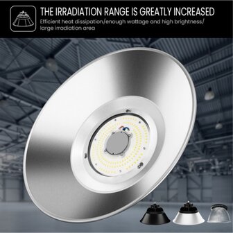 LED high bay lamp  ALU-Reflector 90&deg; 150w 6000k -Dimbaar - PHILIPS driver &ndash; Zilver