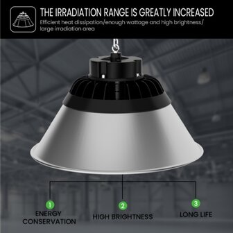 LED high bay lamp  ALU-Reflector 90&deg; 200w 4000k -Dimbaar - PHILIPS driver &ndash; Zilver