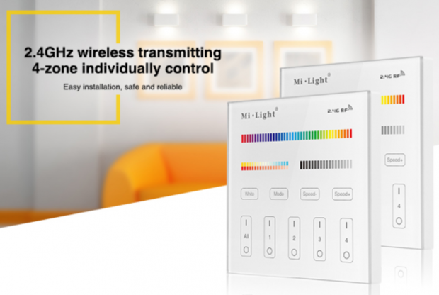 Mi Light RGB+CCT Touch Inbouw wandbediening, 4-zones 220V