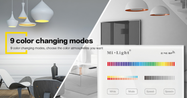 Mi Light RGB+CCT Touch Inbouw wandbediening, 4-zones 220V