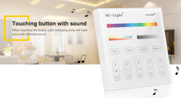 Mi Light RGB+CCT Touch Inbouw wandbediening, 4-zones 220V