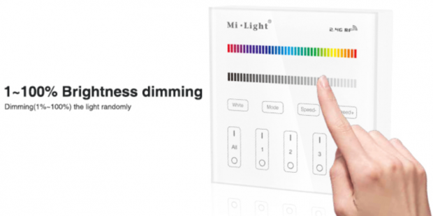 Mi Light RGB+W Touch opbouw Wandbediening, draadloze 4-zones