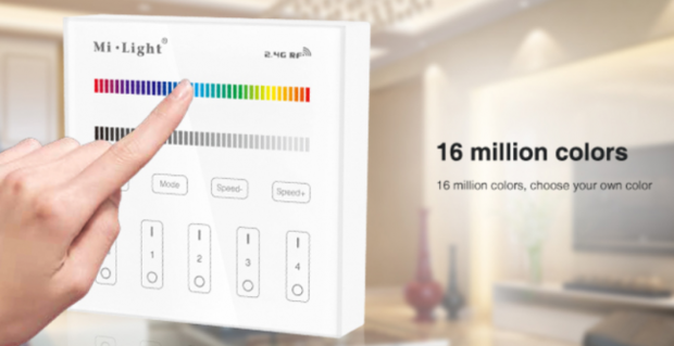 Mi Light RGB + W Touch surface mounted Wall control, wireless 4 zones