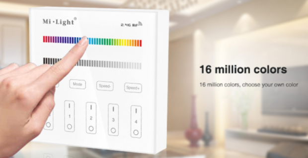 Mi Light RGB+W Touch opbouw Wandbediening, draadloze 4-zones