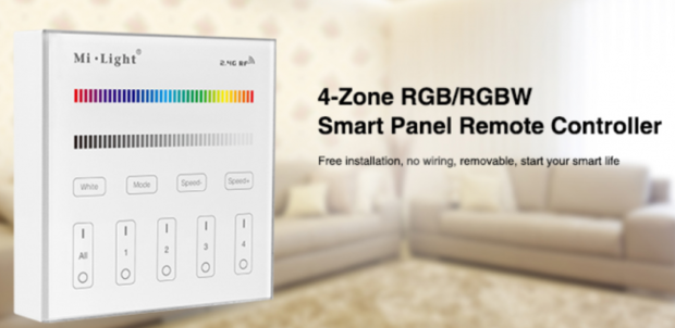 Mi Light RGB+W Touch opbouw Wandbediening, draadloze 4-zones