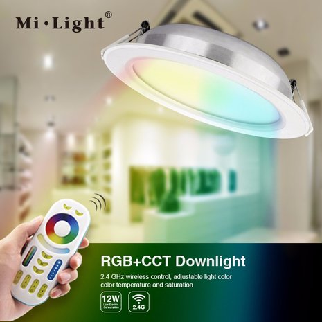 LED DOWNLIGHT RGB+CCT 12W Multikleur + Dual White (2700K - 6000K)