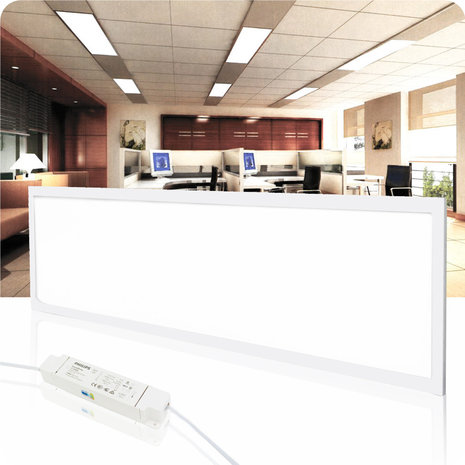 LED Panel direct light Expert 30x120cm 36w 4000k / Neutral white UGR 19 - Plug & Play - flicker-free driver