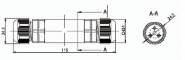 3-poliger wasserdichter connector IP67