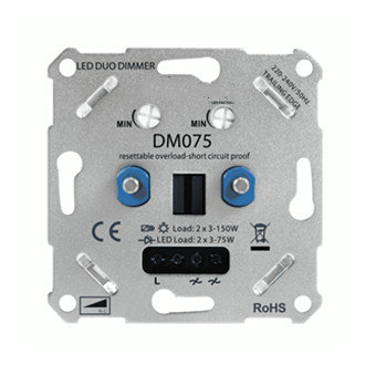 LED DIMMER A-Tac DUO 2 x 3-75W ELEKTRONISCHE ZEKERING - fase afsnijding