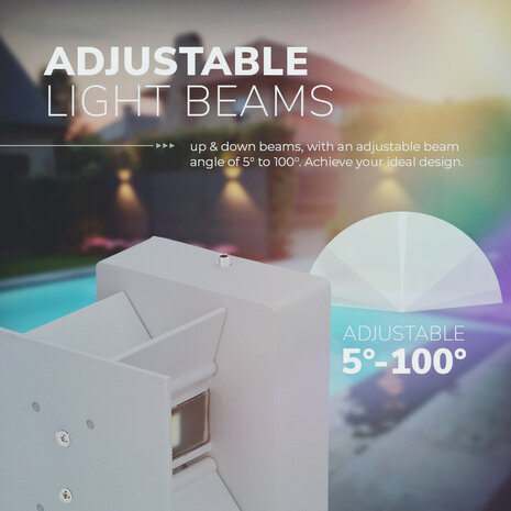 LED wandlamp CUBE 2x3W dimbaar + Sensor IP65 Zwart 3000k/warmwit -Tweezijdig oplichtend