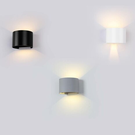 LED wandlamp Belux 2x3W dimbaar IP65 Witte 3000k/warmwit - Tweezijdig oplichtend