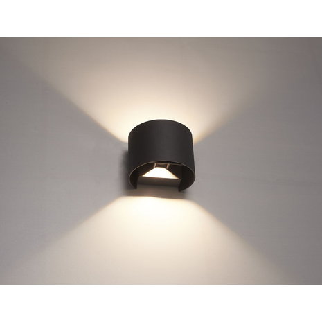 LED wandlamp Belux 2x3W dimbaar IP65 Zwart 3000k/warmwit - Tweezijdig oplichtend