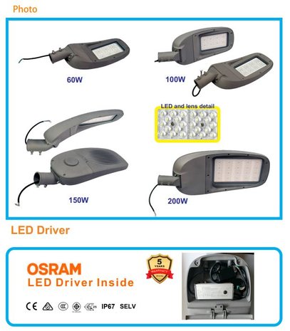 LED straatlamp LitePro 100W 3000k/Warmwit 120lm/w – OSRAM Driver